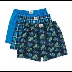Lucky Brand Men’s Tropical Bird Woven Boxer 3 pack